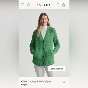 NWOT Varley Green V-Neck Button-Up Sweater